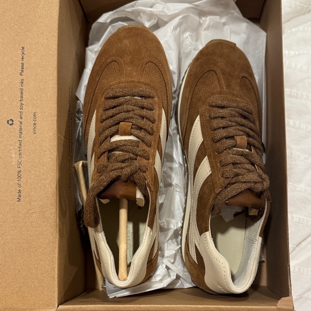 Vince Tan and White Women's Sneakers - Picture 10 of 13